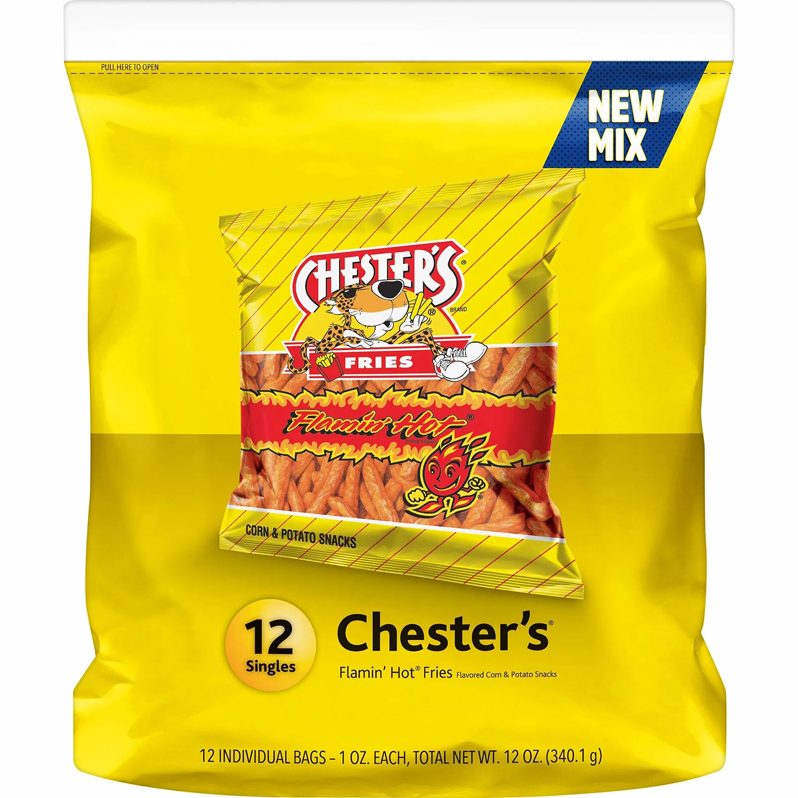 Chesters Fries, Flamin' Hot Flavored - 12 pack, 1 oz bags