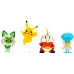 Pokémon Paldea Battle Figure 4 Pack - Features 2-Inch Pikachu, Fuecoco, Sprigatito, and Quaxly Battle Figures