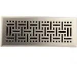 Hartford Ventilation Floor Register 4” x 12” - Decor Vent Cover for Home - Heavy Duty Metal Design with Scratch Resistant Finish - Smooth Glide Damper (1, Brushed Nickel)