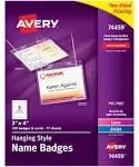 Avery Top-Loading Hanging-Style Name Badges, 3" x 4", 100 Badges (74459)