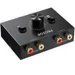 PROZOR RCA Audio Switcher 2(1)-In-1(2)-Out Bidirectional RCA Speaker Switch Box RCA Switcher with Volume Control Mute Button and No External Power Required