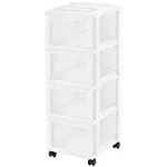 Iris 4 Drawer Storage Cart with Organizer Top white/pearl