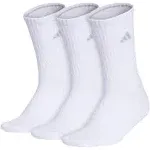 Adidas Women's Cushioned 3.0 3-Pack Crew Socks, White/Clear Onix Grey / M