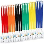 Juvale 24 Pack Bulk Colored Lanyards for ID Badges, Kids, Classroom, Hall Pass, Field Trips, Conference Name Tags, Cruise Lanyards with Clear Badge Holder (6 Colors, 36 Inches)